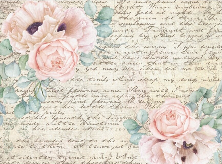 Декупажна хартия Blush Floral Letter 43.20 х 58.40 см