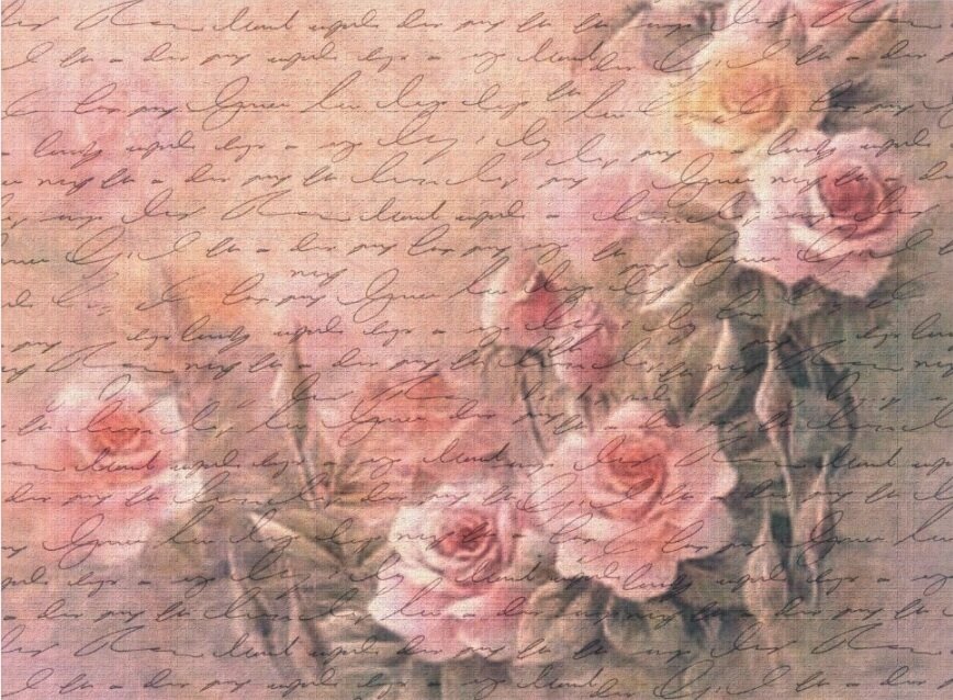 Декупажна хартия Floral Roses Antique Handwriting 43.20 х 58.40 см