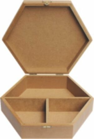 Кутия с преграда и капак хексагона - заготовка 32 x 20 x 9 cm