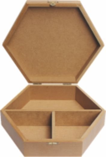 Кутия с преграда и капак хексагона - заготовка 32 x 20 x 9 cm