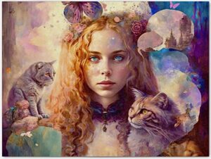 Декупажна хартия Whimsical Dreamy Cat Lover Alice in Wonderland 43.20 х 58.42 см